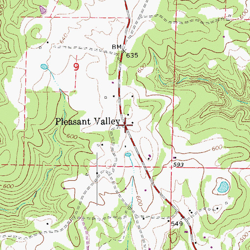 Topographic Map of Pleasant Valley, AR