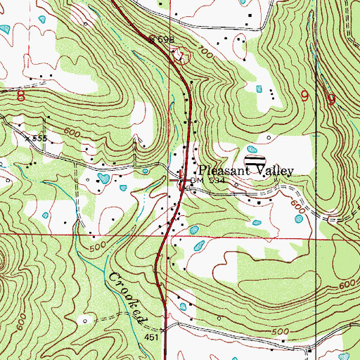Topographic Map of Pleasant Valley, AR