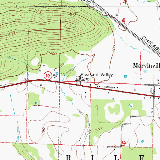Topographic Map of Pleasant Valley Cemetery, AR