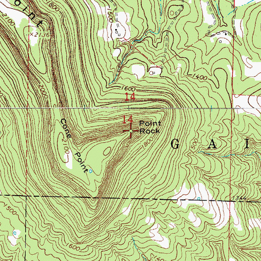 Topographic Map of Point Rock, AR