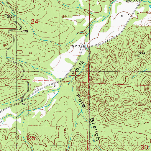 Topographic Map of Pole Branch Hollow, AR