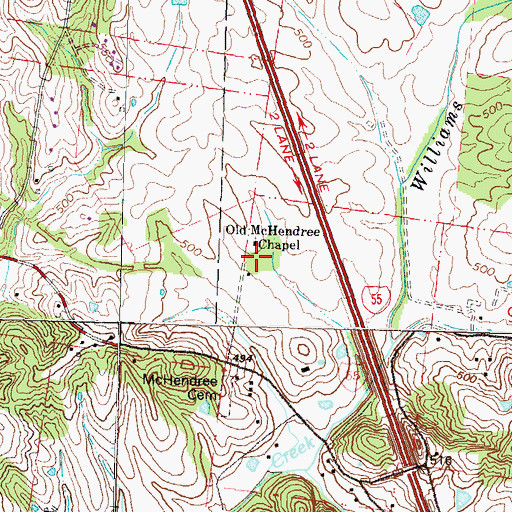 Topographic Map of Old Camp Ground, MO