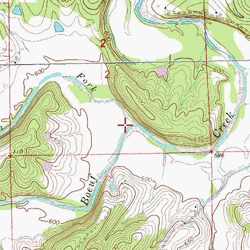 Topographic Map of Barren Fork, MO
