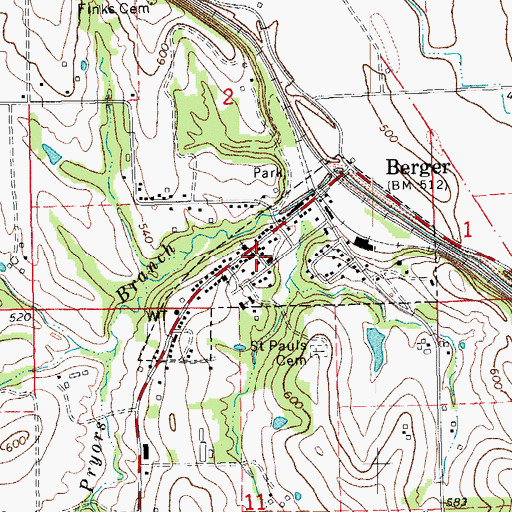 Topographic Map of Berger, MO
