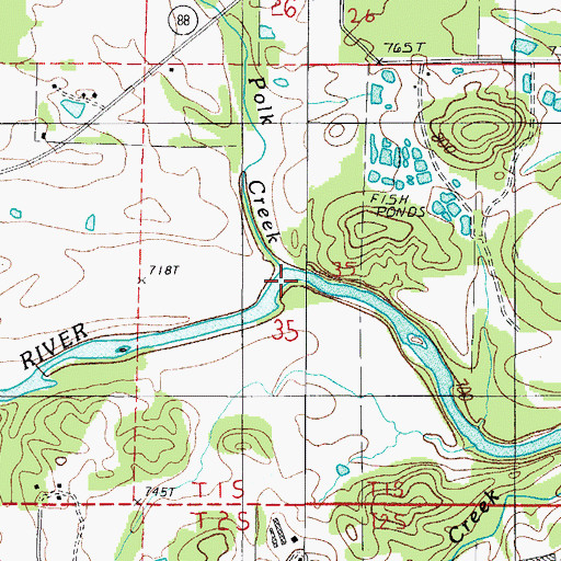 Topographic Map of Polk Creek, AR