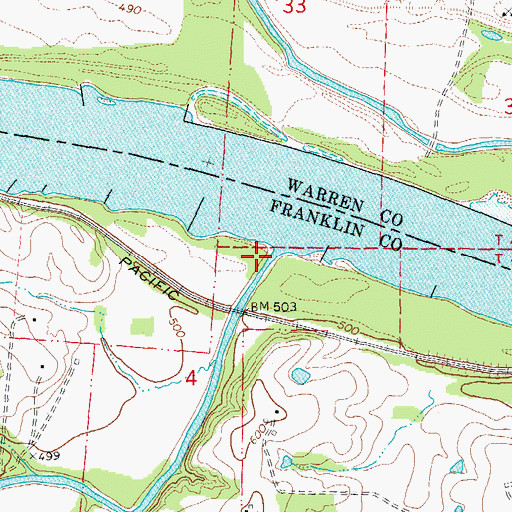 Topographic Map of Boeuf Creek, MO
