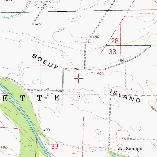 Topographic Map of Boeuf Island, MO