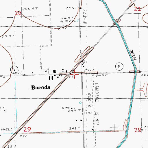 Topographic Map of Bucoda, MO