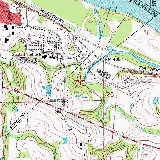 Topographic Map of Busch Creek, MO