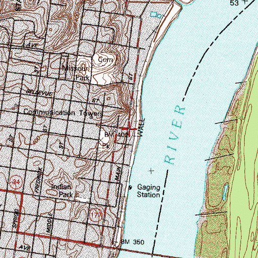 Topographic Map of Cape Girardeau, MO
