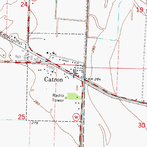 Topographic Map of Catron, MO