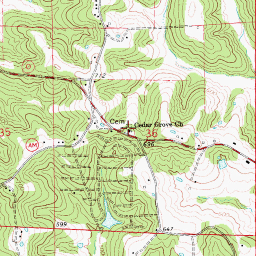 Topographic Map of Cedar Grove Church, MO