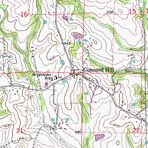 Topographic Map of Concord Hill, MO