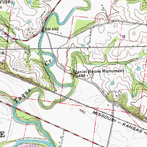 Topographic Map of Daniel Boone Monument, MO