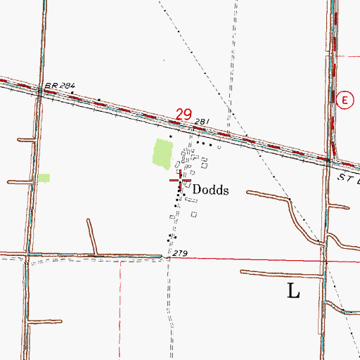 Topographic Map of Dodds, MO