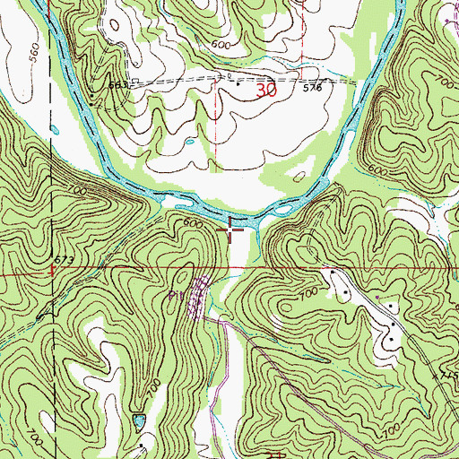 Topographic Map of Dry Creek, MO