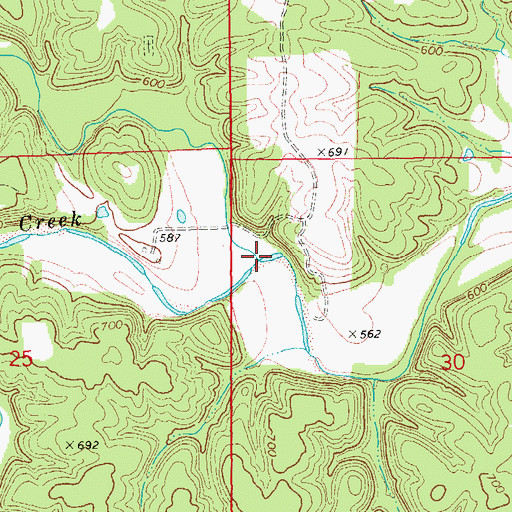 Topographic Map of Dry Creek, MO