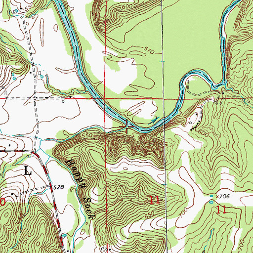 Topographic Map of Happy Sock Creek, MO