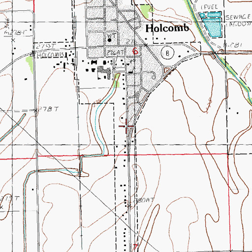 Topographic Map of Holcomb, MO