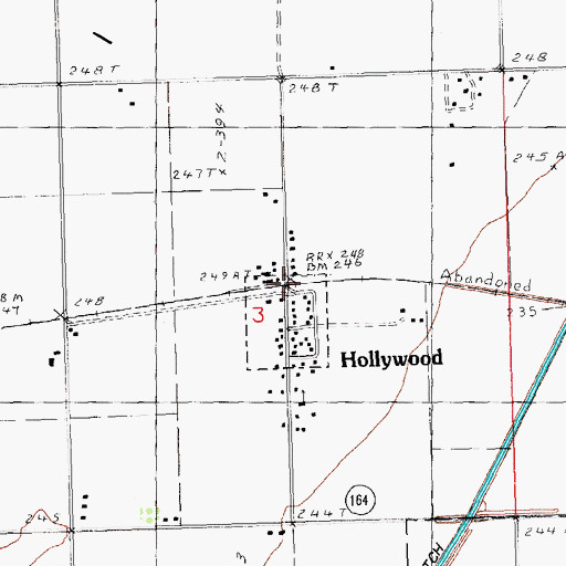 Topographic Map of Hollywood, MO