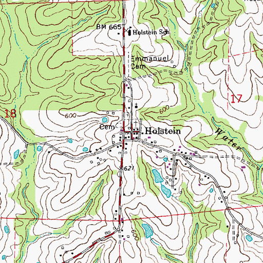 Topographic Map of Holstein, MO