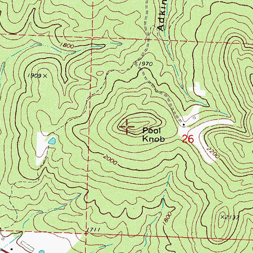 Topographic Map of Pool Knob, AR