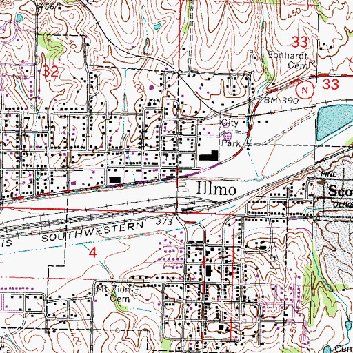 Topographic Map of Illmo, MO