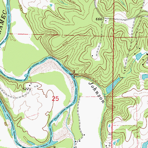 Topographic Map of Johnson Branch, MO