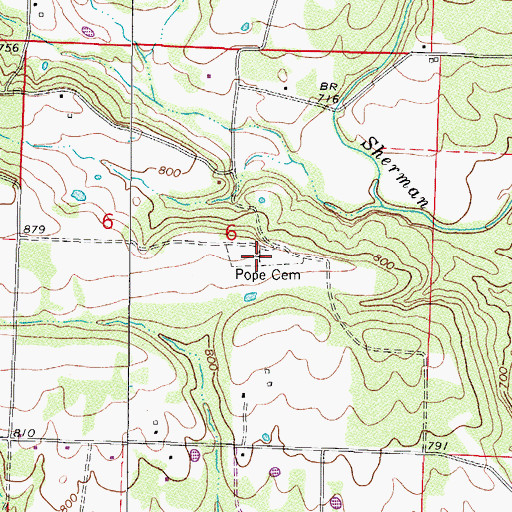 Topographic Map of Pope Cemetery, AR