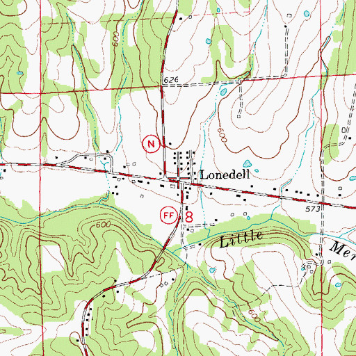 Topographic Map of Lonedell, MO