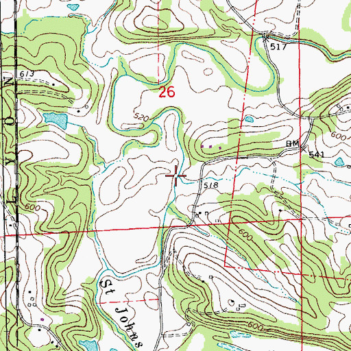 Topographic Map of Long Branch, MO
