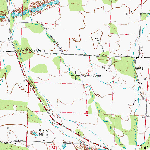 Topographic Map of Porter Cemetery, AR
