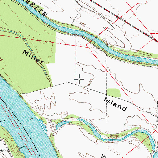 Topographic Map of Miller Island, MO