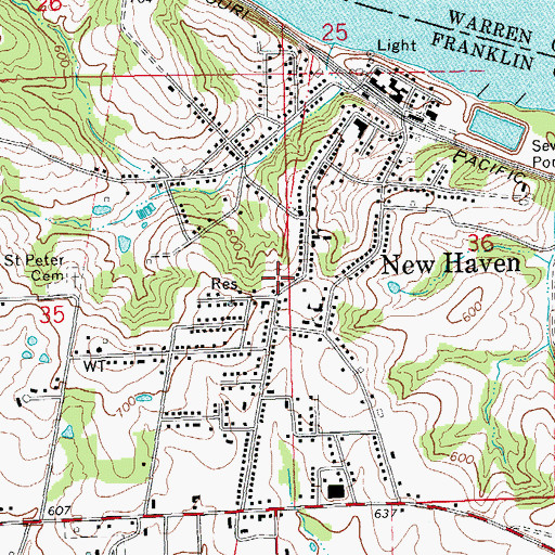 Topographic Map of New Haven, MO