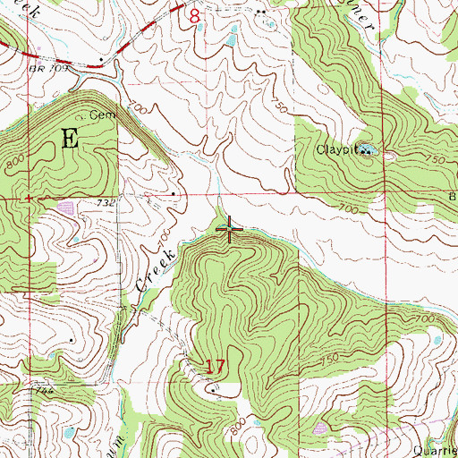 Topographic Map of Opossum Creek, MO