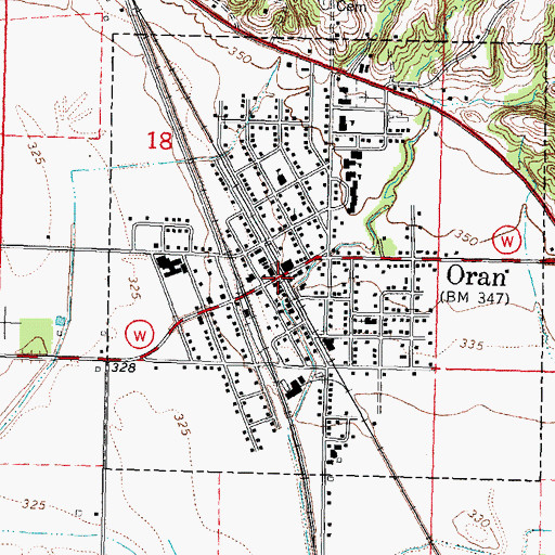 Topographic Map of Oran, MO