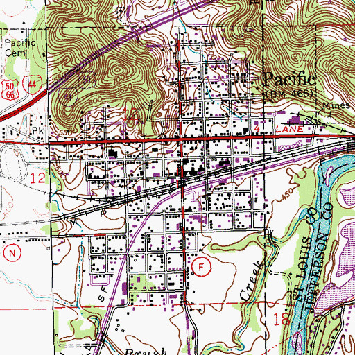 Topographic Map of Pacific, MO