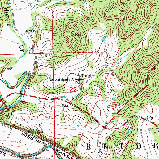Topographic Map of Saint Anthony Church, MO