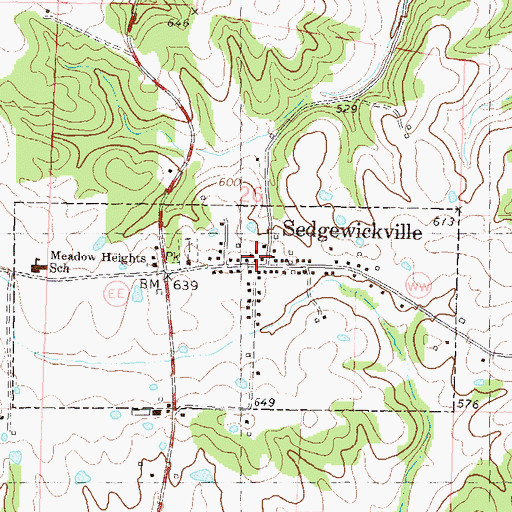 Topographic Map of Sedgewickville, MO