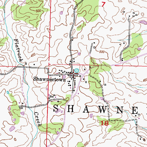 Topographic Map of Shawneetown, MO