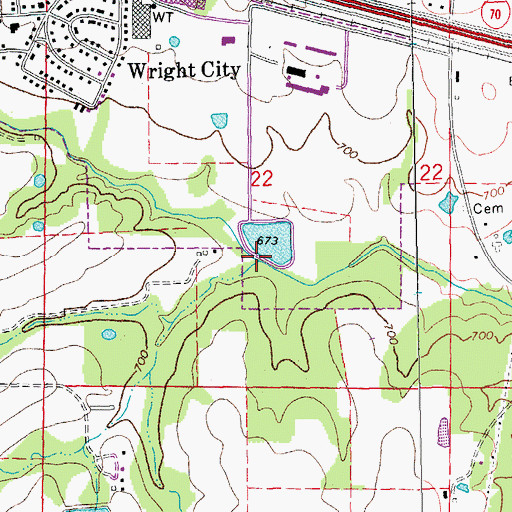 Topographic Map of Skunk Creek, MO