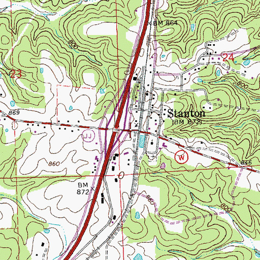 Topographic Map of Stanton, MO