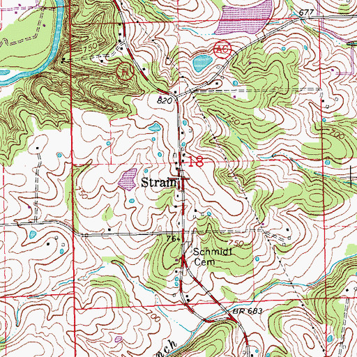 Topographic Map of Strain, MO