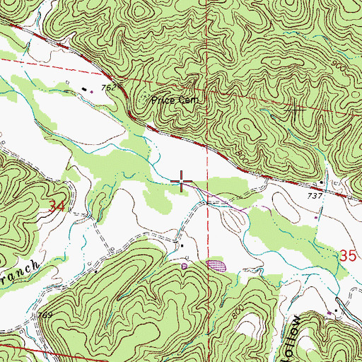 Topographic Map of Vinson Branch, MO
