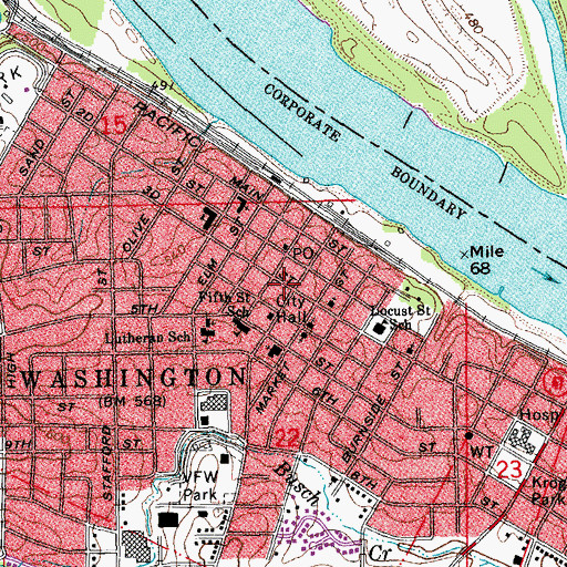 Topographic Map of Washington, MO