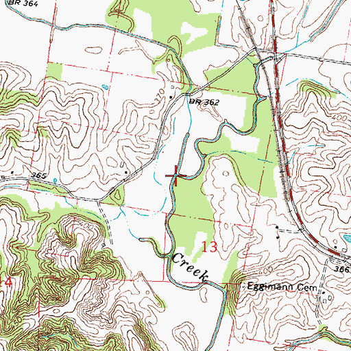 Topographic Map of Williams Creek, MO