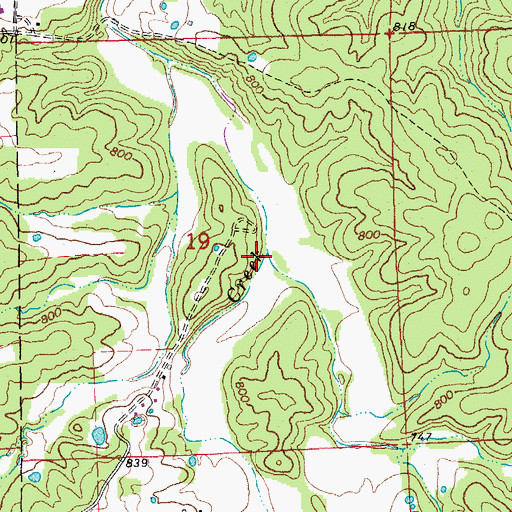 Topographic Map of Winsel Creek, MO