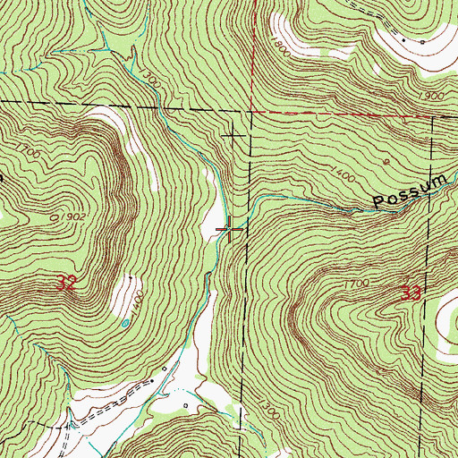 Topographic Map of Possum Trot Hollow, AR