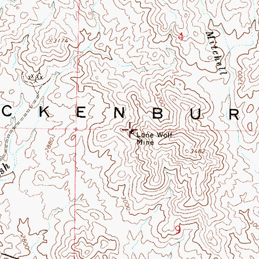 Topographic Map of Lone Wolf Mine, AZ