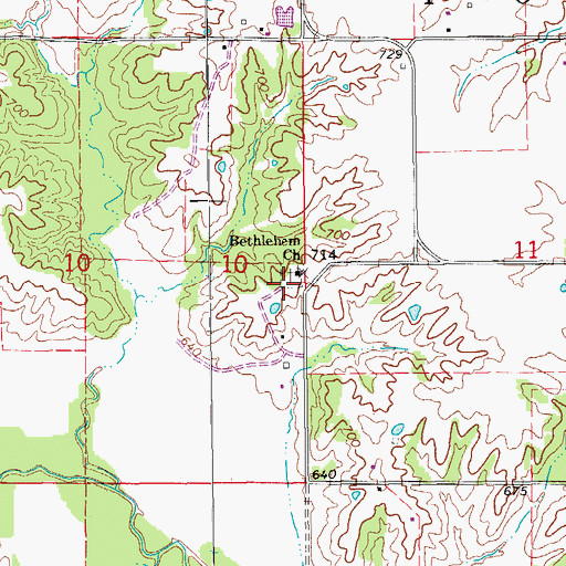 Topographic Map of Spencer Cemetery, MO